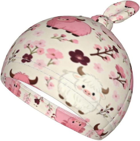 zhedongsj Highland Cow Baby Stuff Swaddle Blanket with Hat, Soft Western Floral Farmhouse Highland Cow Newborn