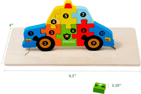 6 Pack Wooden Vehicle Toddler Puzzles for Kids Ages 2-6, Montessori Toys for Learning Jigsaw