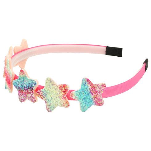 XIMA Glitter Heart Girls Headbands, Rainbow Star Hair Accessories, Pack of 8