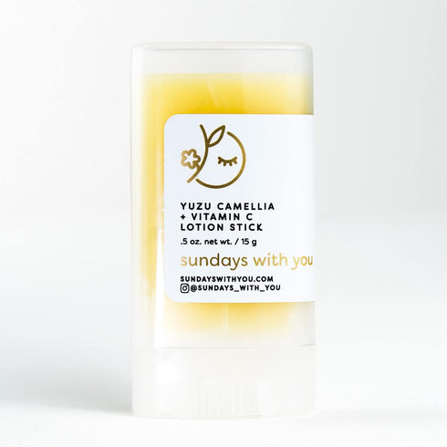Sundays With You Vitamin C Yuzu Solid Lotion Stick - Camellia Oil Moisturizer - TSA Travel Friendly Lotion