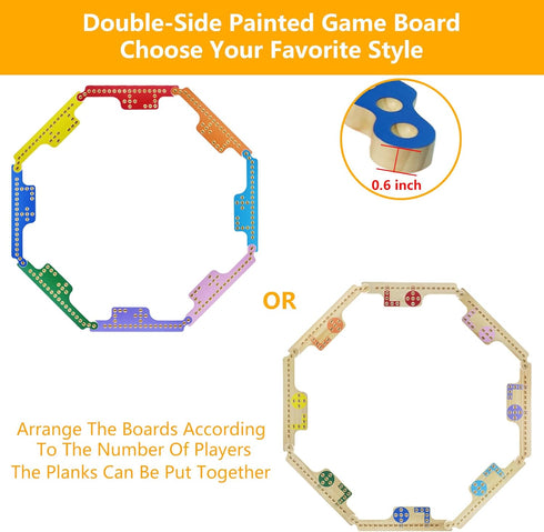 Set 2-8 48 4 MUCITAGF Jokers and Marbles Board Game - Solid Wood Pegs and Jokers Board Game for Players, Double-Sided