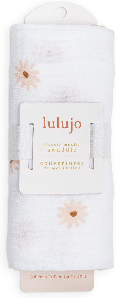 100% 40in 40in| Lulujo Baby Swaddle Blanket Unisex Softest Cotton Muslin Swaddle Blanket Neutral Receiving Blanket