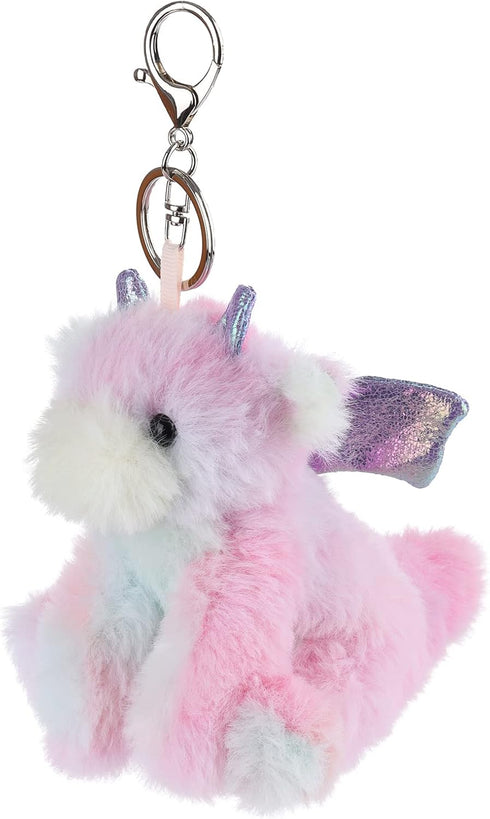 Apricot Lamb Cute Plush Dragon Dinosaur Stuffed Animal Keychain for Kids Bag, Purse, Backpack, Handbag (5 Inches)