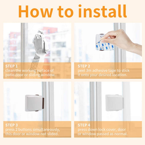 Goodv Child Proof Window Sliding Door Lock 2 Grey Packs for 0.42in to 1.18in - Baby Safety at Home