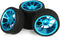 Mxfans 4Pcs Plastic Tires & Blue 10-Spokes Aluminum Wheel Rims for RC 1:10 On-Road Car