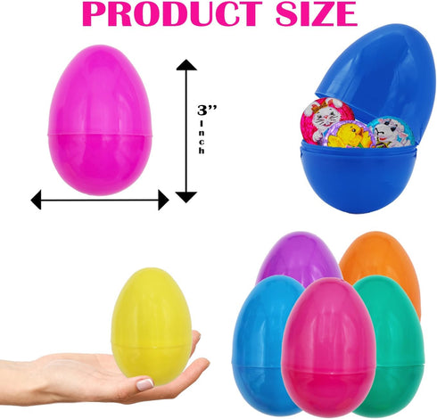 Chochkees 3" Inch (50-Pack) Fillable Easter Eggs with Hinge Bulk Colorful Bright Plastic Easter Eggs, Perfect