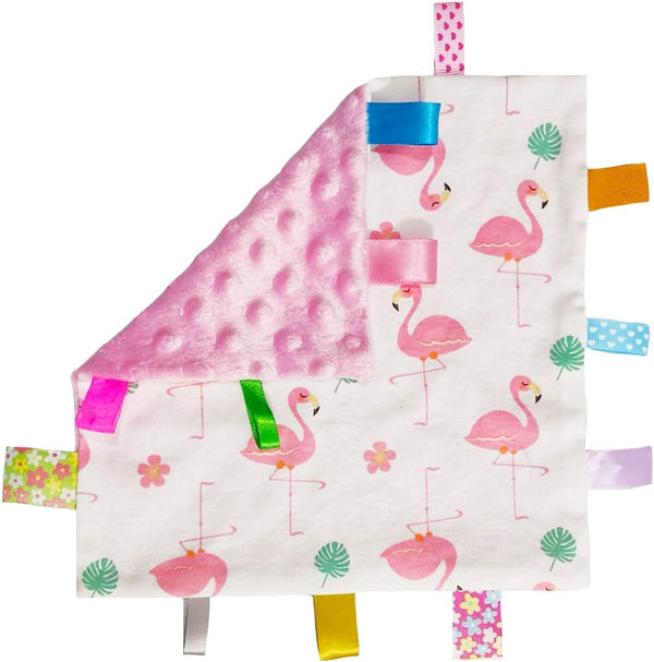 Pink Baby Taggies Blanket for Girl, Cute Taggy Blanket Soft Plush Security Comforter Taggies Blanket