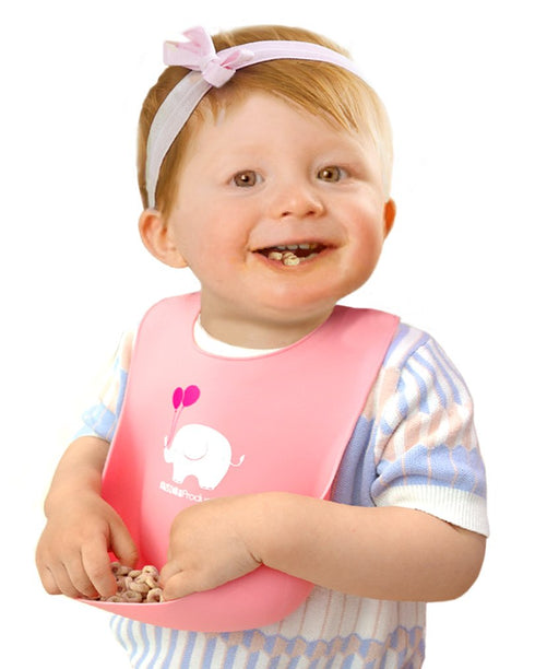 2-Pack Lightweight Waterproof Silicone Baby Bib, Comfortable Easy-Wipe Clean (Purple/Light Pink, Large)