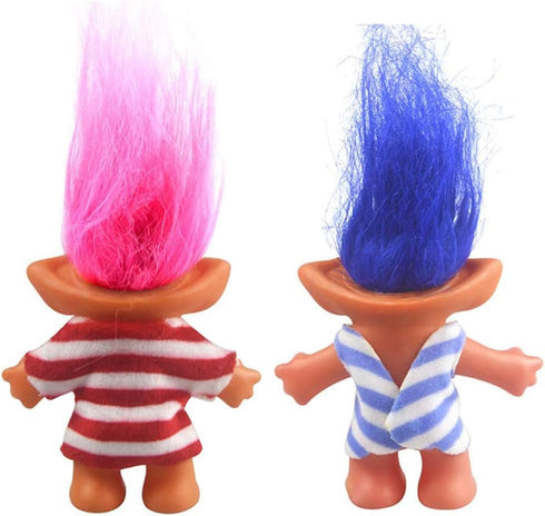 2packs Set,Retro 7.5" (Style3-Red+Blue) Vintage Troll Dolls Troll Doll Chromatic Adorable for Collections, School