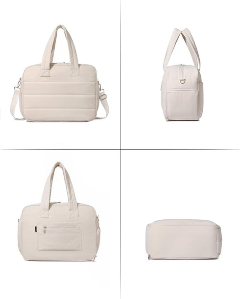 Puffer Quilted Diaper Tote with Breast Pump Compartment & Changing Pad