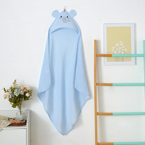 YIXPOH 100% 32x32Inch Hooded Baby Towels for Newborn Cotton Muslin Soft Absorbent Baby Bath Towels with Hood for Infant