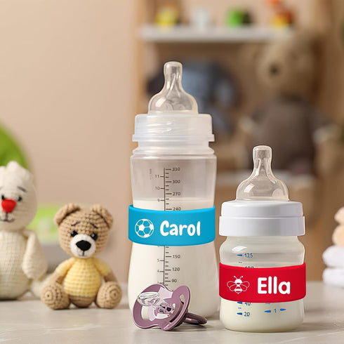 Gamanor 1-15 Personalized Baby Bottle Labels for Daycare School Custom Kids Water Bottle Name Bands Customized Engraved