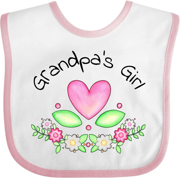 inktastic Grandpa's Girl - Heart Flowers Baby Bib