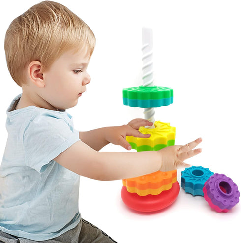 1-3 LUCKFUTURE Spinning Stacking Toys, Educational Toddler Toy Stacking Rings Baby Toys, Montessori Toy for Girls