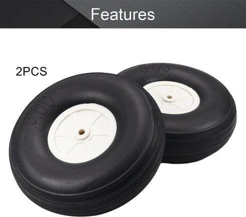 Fielect 5 inch RC Model Airplane Super Light Sponge Tire and Wheel Sets for RC Car, 2 Pcs