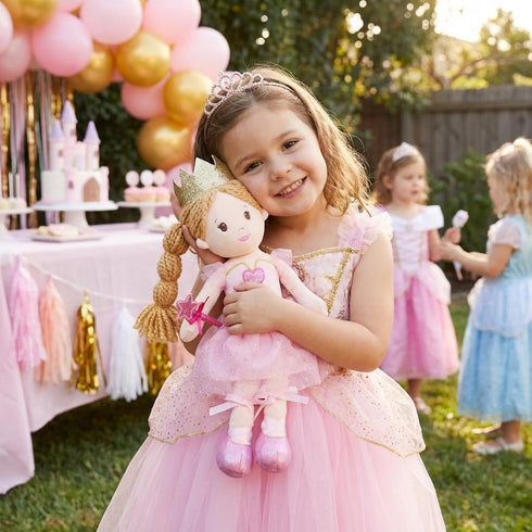 12" June Garden Soft Baby Princess Doll Stella - Stuffed Cuddly Princess Plush Gifts for Toddler Girls - White Dress