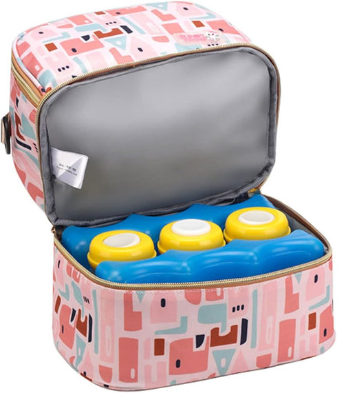 JforSJizT Pack,Nylon Backpack Breastmilk Bottles Cooler Bag with Ice Breast Pump Bag with Cooler Compartment,Double