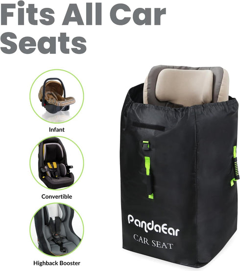 Backpack PandaEar Car Seat Travel Bag for Airplane, Water-Resistant Car Seat Cover with Shoulder Strap for Infant