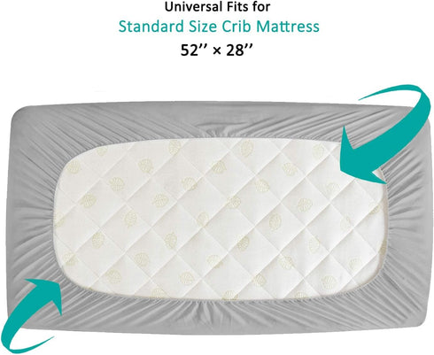 Waterproof Crib Mattress Protector Pad Cover, Crib Mattress Protector Sheets Fitted, Viscose Terry Surface, Ultra Soft