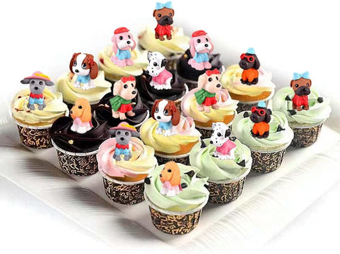 Morofme 8pcs Dog Cake Topper, Puppy Cupcake Decorations Mini Doggie Figurines Toy for Kids Birthday Party