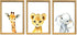 YWJKWLGS Safari Nursery Wall Art Set of 3, 11x16 Inch Natural Wood Framed