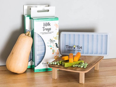 10-1oz 2 Breast Milk Freezer Storage Trays, Bars, Silicone Tray Containers w/Leak Resistant Lids, Food Grade Silicone