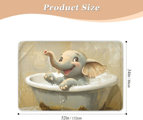 Yoogain 52" 34" Art Elephant Vintage Bathtub Toddler Water Resistant Bed Wetting Pad Leakproof Quick Drying Bed Liners