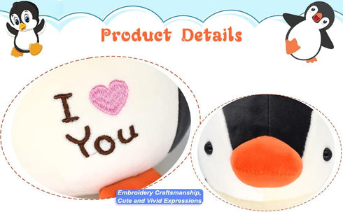 HWD 8.7" Soft Stuffed Penguin Dolls - Stuffed Animals Toys, Gifts for Kids, Toddlers, Birthday, Christmas (Black)