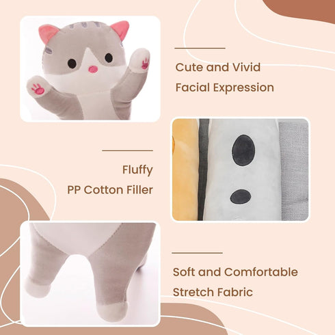 35.4 Inch) Cute Cat Plush Long Body Pillow Soft Cartoon Stuffed Animal Doll, Kawaii Cat Plushie Cuddle Toy for Kids