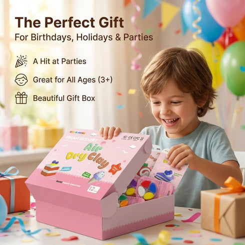 OBVIO HOME 12 Set, Air Dry Clay for Kids - Dream Dessert Designs Modeling Clay Kit - Model Sculpting Ultra Soft Safe