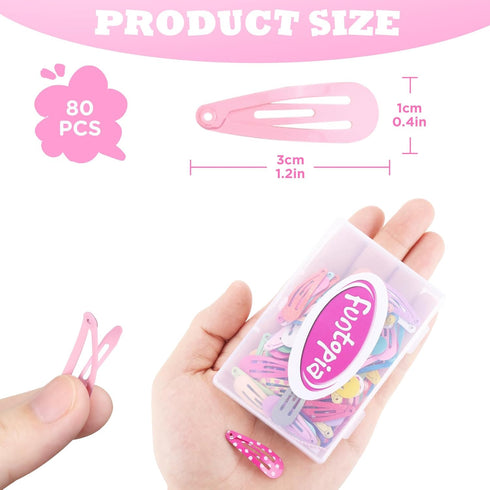 Toddler Hair Clips, Funtopia 80 Pcs Cute Mini Snap Hair Clips for Baby Girls, Colorful Barrettes