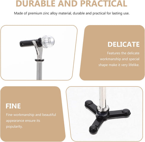 LUOZZY Miniature Microphone Model with Stand for 1:12 Dollhouse Accessories Display - Black