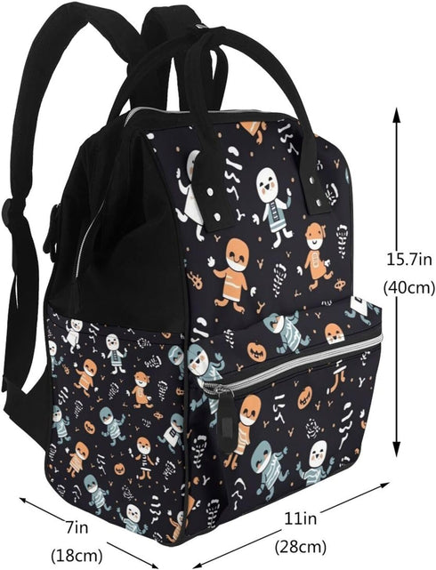 QSMJKLD Backpack Mommy Daypack Cute Halloween Pattern Diaper Bag with Changing Pad, Pacifier Holder - Multifunction