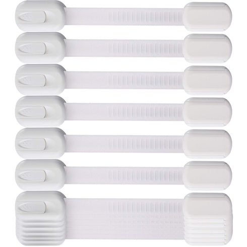 12 Pack Vmaisi Multi-Use Adhesive Straps, Childproofing Cabinet Latches for Drawers, Fridge, No Drilling (White)