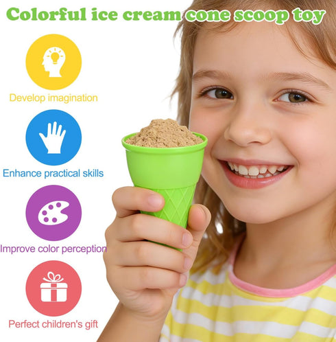 5pcs TOYANDONA Beach Toys Plastic Ice Cream Cones Scoop Kids Seaside Play Sand Toys for Children Toddlers (Random
