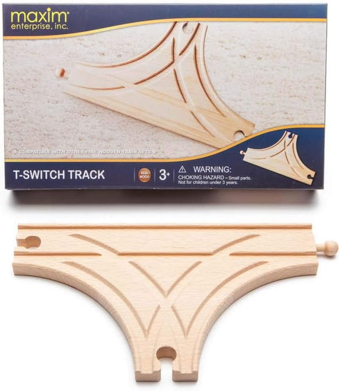 maxim enterprise, inc. T-Switch Track, Wooden T Track for Toy Train Intersection,