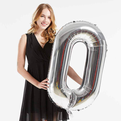40inch Silver Foil 60 Helium Jumbo Digital Number Balloons - 60th Birthday Decoration Supplies