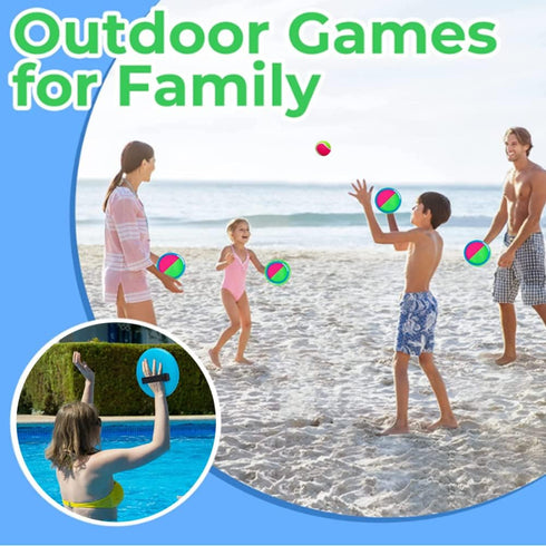 Ball Catch Set Games, Toss Paddle Outdoor Toys, Beach Toys with 2 Paddles & 2 Balls for Kids Birthday Gift