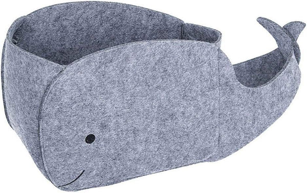 STOBOK Whale Shaped Felt Storage Bin, Fabric Foldable Basket for Home Nursery Toy Organizer, Sundries Container