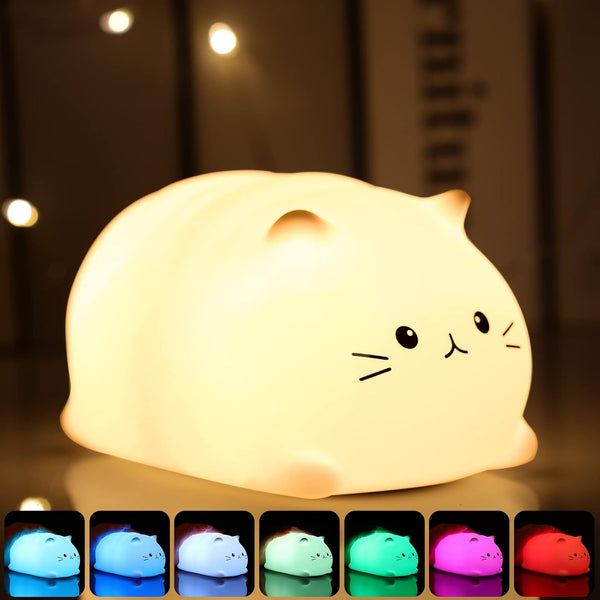 Tremdwoto Cat Night Light for Kids,Cute Colorful Night Light Baby Girl Squishy