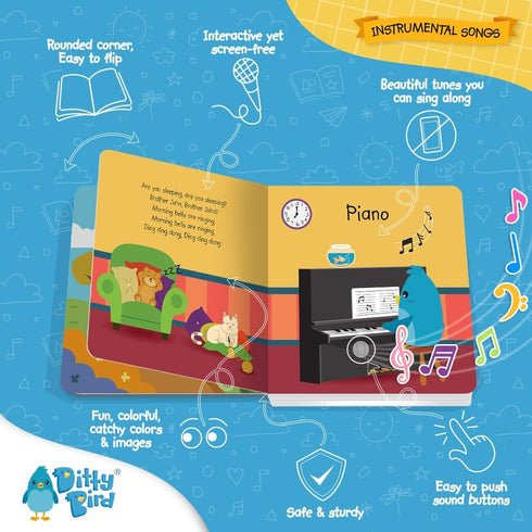 Ditty Bird Musical Books for Toddlers, Fun Instruments & Nursery Rhyme Interactive Books for 1-3 Year Olds