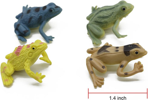 Kvvdi 12 Pcs 1.4 Inch Small Colorful Plastic Poison Dart Frogs, Rainforest Animals Frog Toys