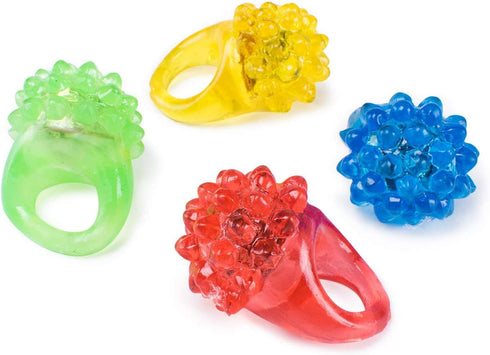Flashing Colorful LED Light Up Bumpy Jelly Rubber Rings, Finger Toys for Parties, Party Favors, Gifts (18 Pack)