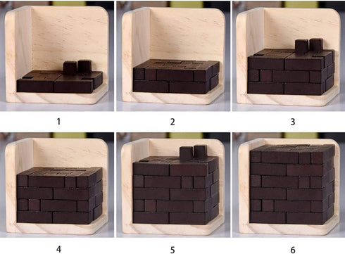 Original 3D Wooden Brain Teaser Puzzle, Engaging 3D Puzzle Box for Kids 8-12 & Adults, Brown
