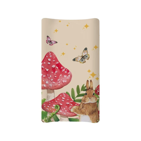 Mushroom Rabbit Easter Changing Pad Cover, Waterproof Decor, Cozy Breathable Lightweight Sheet for Infant/Toddler