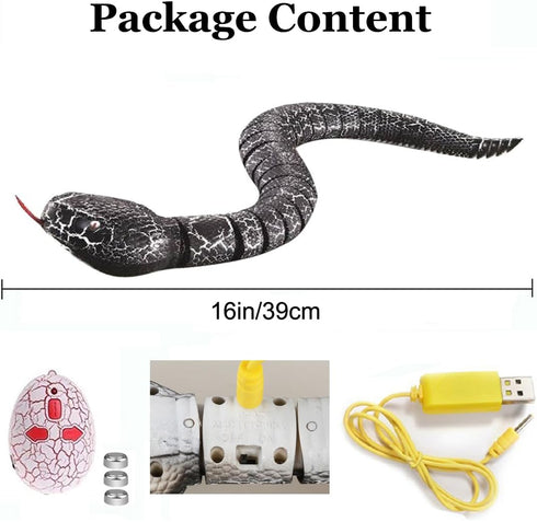 Remote Control Snake Toy - Realistic 16" RC Rattlesnake, USB Rechargeable Animal Prank Toy for Kids and Adults