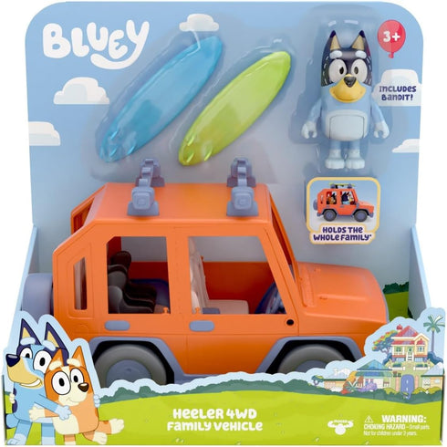 Bluey 4WD Family Vehicle with 1 Figure and 2 Surfboards - Customizable Adventure Car for Ages 3+