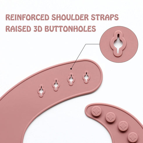 6 Ginbear Silicone Bibs for Babies Girl, Waterproof Adjustable Silicon Rubber Baby Feeding Bibs with Food Catcher