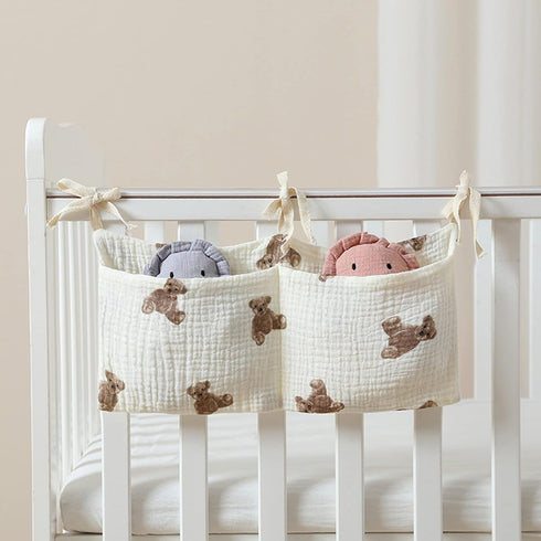 RDTGHY Baby Crib Organizer Hanging Storage Bag Multi-Pocket for Diapers Bottles Toys Bedside Nursery Organization