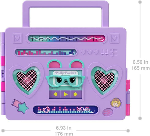 Polly Pocket Doll & Playset - Disco Dance Fashion Reveal with 3-Inch Hoodie Buddy Doll, 16 Accessories & Water Play